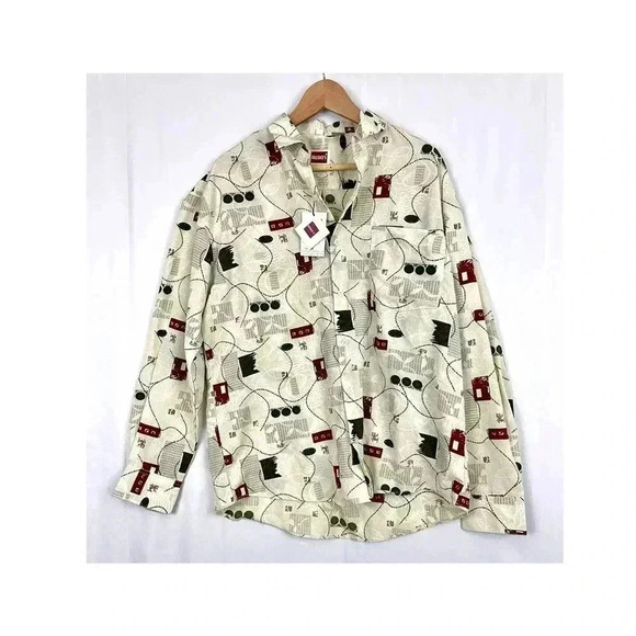 VTG Abstract Pattern Button Up Shirt Long Sleeve NWT MEDIUM Memo’s - Picture 7 of 10
